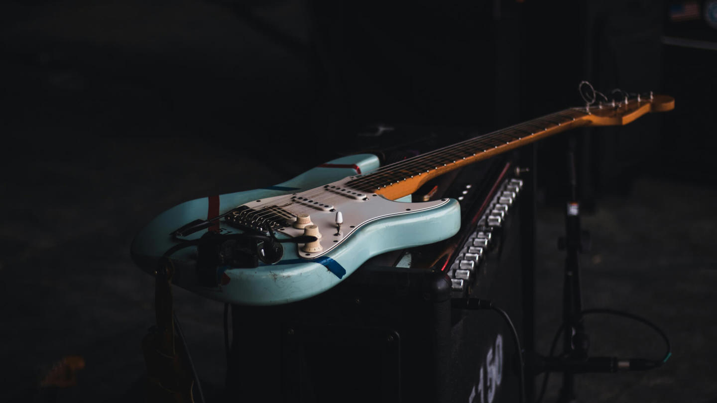 Teal and Brown Electric Guitar