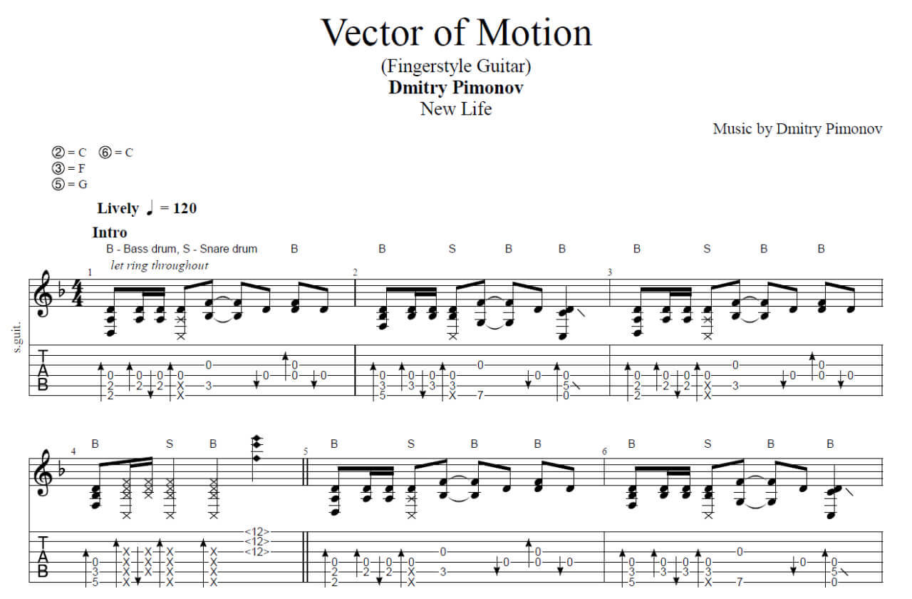 Tabs for the composition «Vector Of Motion»